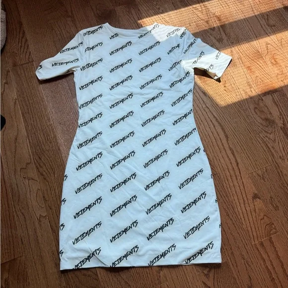 Vetements | Dresses | Vetements Black And White Logo Dress | Poshmark